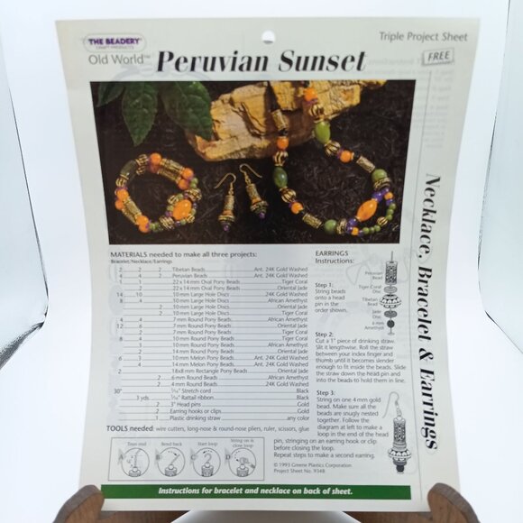 Vintage Beadery Jewelry Pattern, Old World Peruvian Sunset Parure, Necklace - Picture 1 of 1